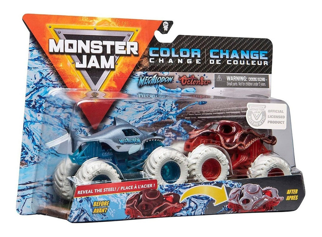 Monster Jam 2 Carritos Cambia De Color En Agua Megalodon Vs Octoner - PriceOnLine