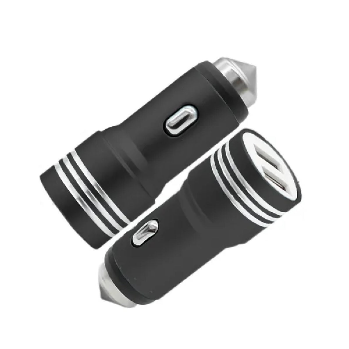 Cargador De Auto 2 Puertos Usb 2.4a Martillo De Seguridad - Negro - PriceOnLine