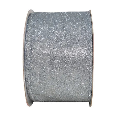 Liston Navideño Glitter 63 mm X 9.1 m Plata - PriceOnLine