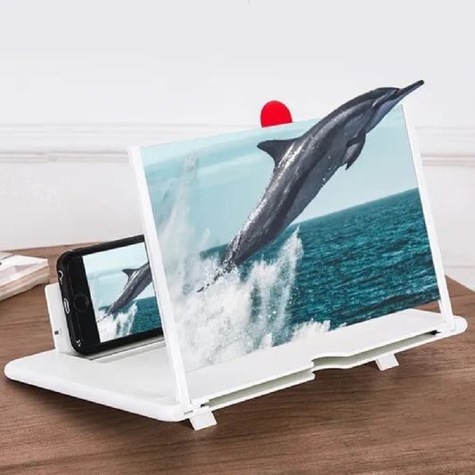 Amplificador De Pantalla Celular Lupa Zoom 3d 12 Soporte - Blanco - PriceOnLine